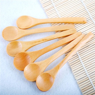 5pçs Colher De Madeira Redonda De Bambu Para Sopa / Chá / Café / Sal / Jam / Colher / Utensílio De Cozinha em Oferta na Shopee