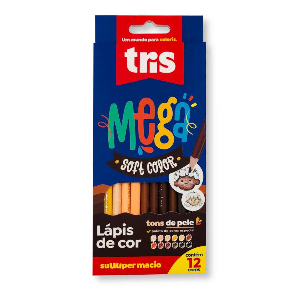 Lápis de Cor Tris Mega Soft Color Tons de Pele 12 Cores