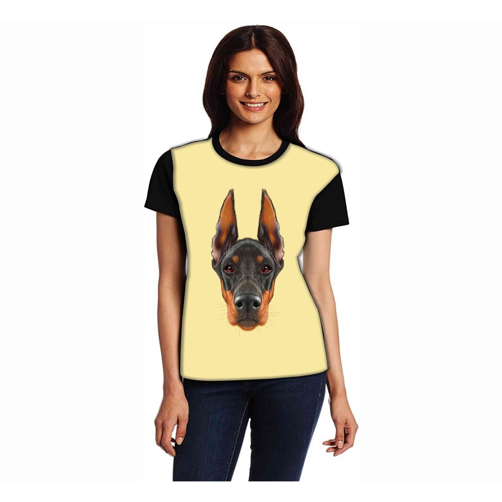 Camiseta Baby Look Doberman Tumblr Cachorro Pet Dog Girls