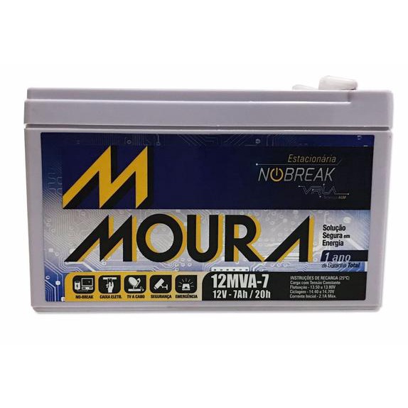 Bateria Moura 12v 7ah 12mva-7 Para Nobreak, Alarme, Cerca Elétrica, Patinete Elétrico