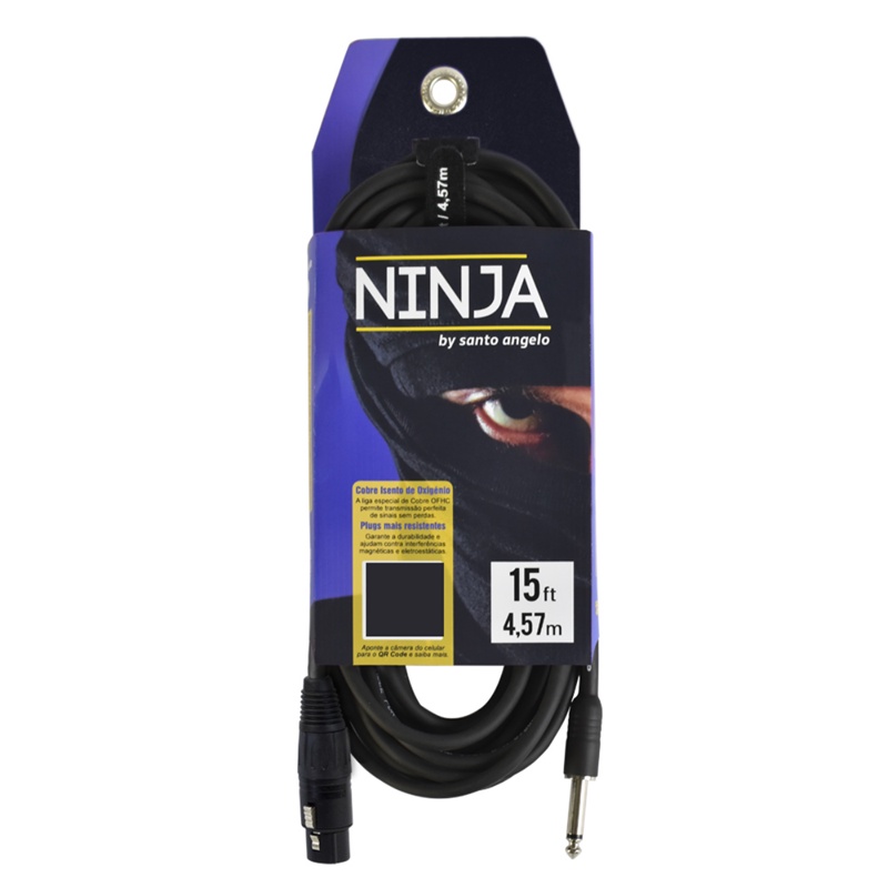 Cabo Para Microfone 4,57m XLR/P10 Ninja Santo Angelo