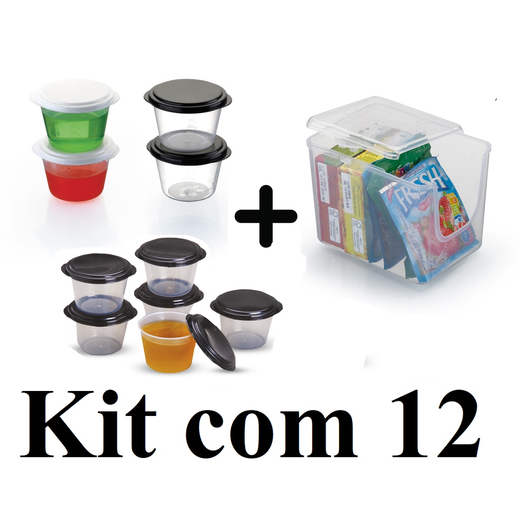 Porta Suco e Saches + 12 Potes Gelatina/Papinha - BPA FREE