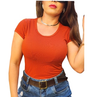 blusa feminina basica gola o p m g blusinha baby look