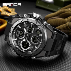 SANDA Relógios Masculinos De Movimento à Prova D'água Multifuncional Esportivos Luxuosos De Quartzo Masculinos Com Luz Noturna LED Relógios Masculinos Militares 6008