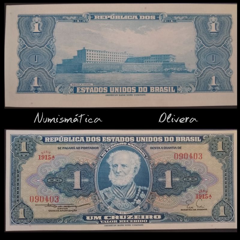 C011 - Cédula antiga Brasil 1 cruzeiro de 1955 (FE ) Almirante Tamandaré.