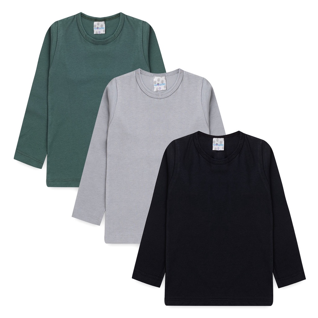 Combo 3 blusas manga longa menino ou menina infantil roupa de frio promoção tamanhos 1 2 3 4 6 8