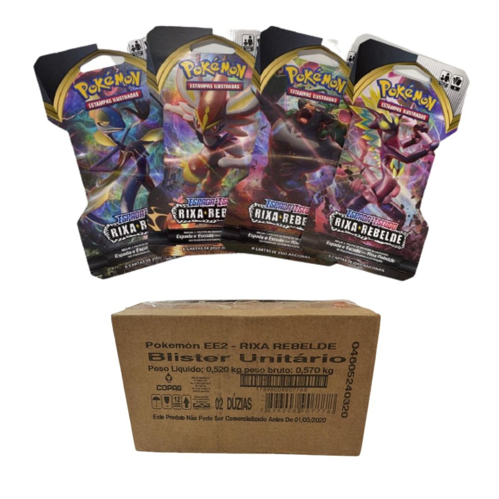 Caixa fechada Pokémon 24 Blister Rixa Rebelde 144 cartas | Shopee Brasil