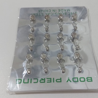 Kit 12 PCs Piercing Umbigo com 2 pedras Aço Inoxidável