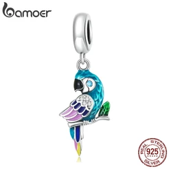 Bamoer Cordão E Colar Com Pingente De Prata 925 Papagaio Colorido Adequado Para Pulseira