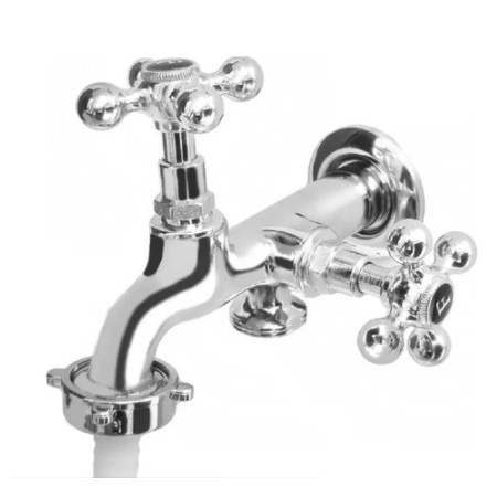 Torneira Para Tanque/Maquina De Lavar Roupa Duas Saídas COM BICO 1428 METAL CROMADO C-33 1/4 de Volta