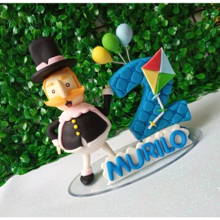 Vela personalizada em biscuit mundo bita azul