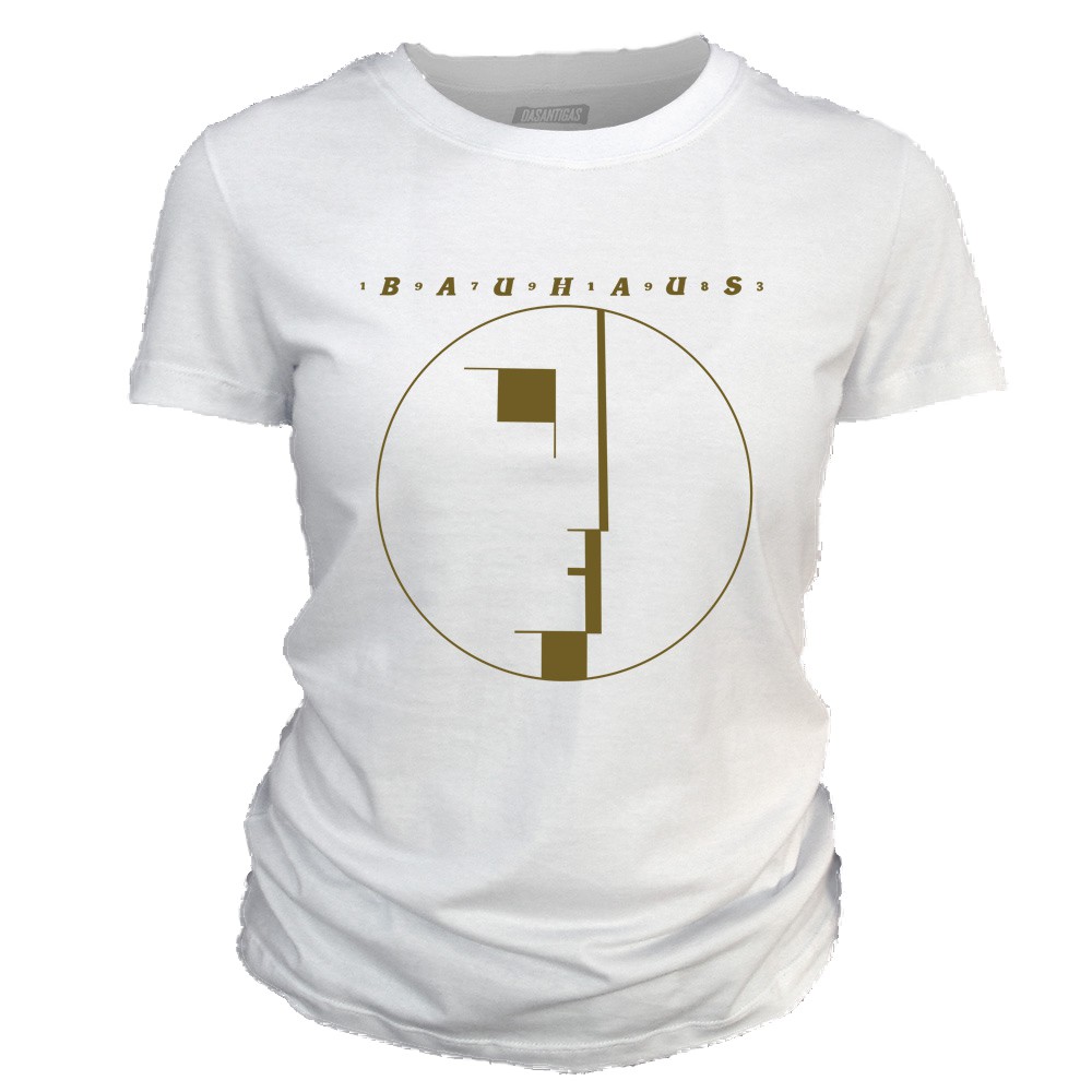 Camiseta feminina 100% algodão Dasantigas com estampa Bauhaus em serigrafia (silk).