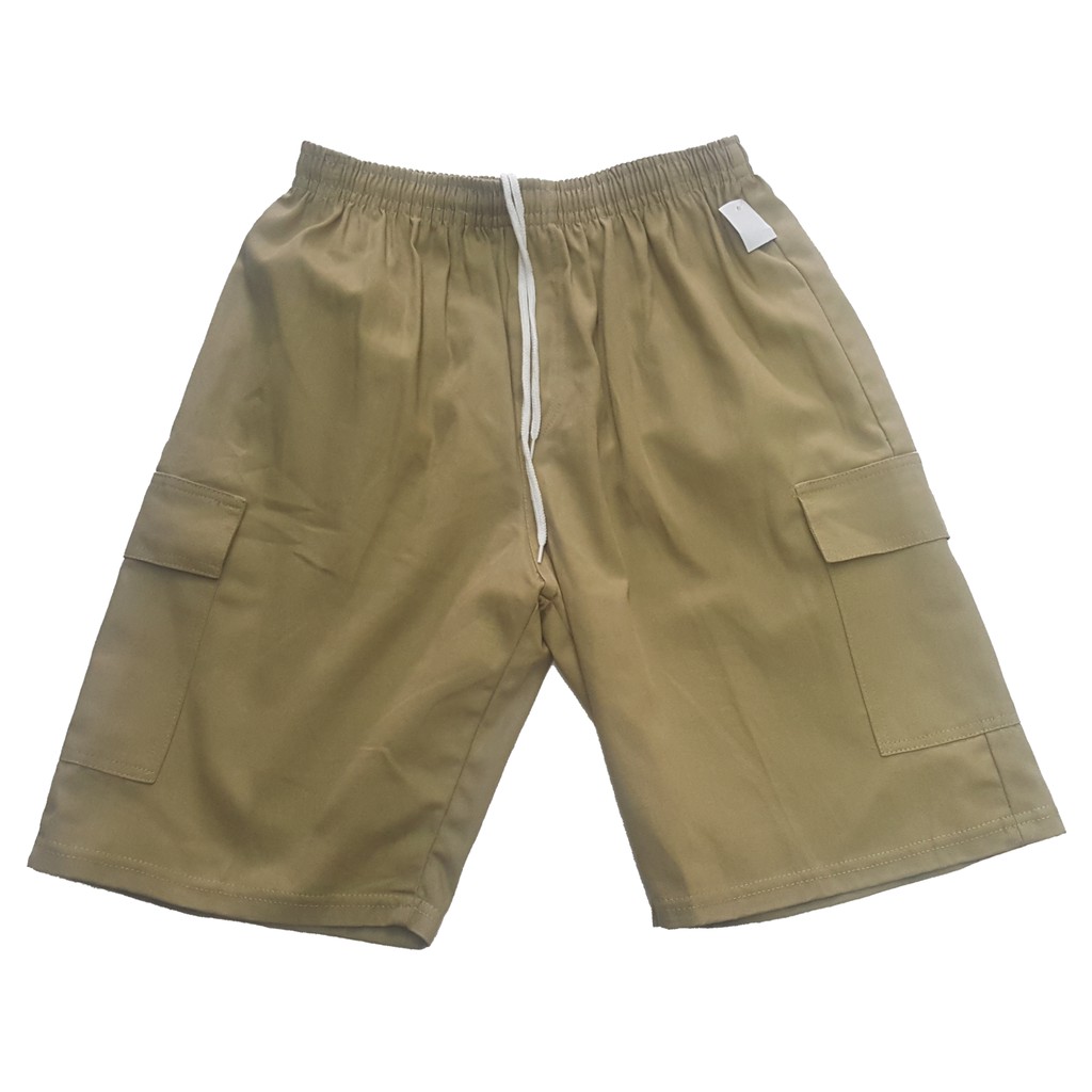 Bermuda em Sarja Modelo Cargo Tamanho Grande Plus Size e Normal - Lisa Com 3 Bolsos e Cordão em Oferta na Shopee