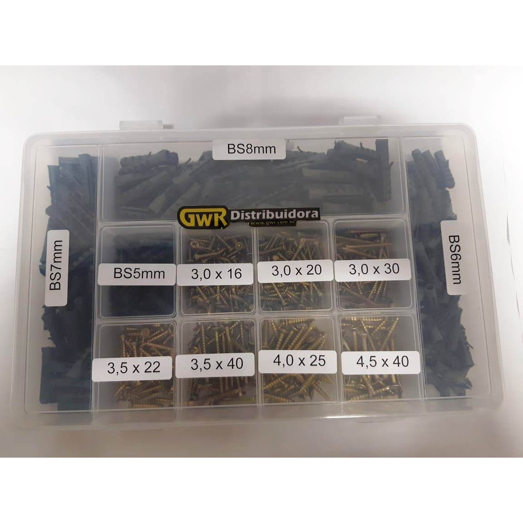 Kit 611 Peças Parafusos Philips E Buchas C/ Maleta - GWR — imagem 2 de 2