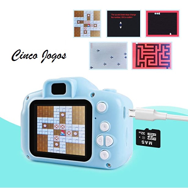 Câmera Fotográfica Infantil Digital 1080p Cartão Sd 16 Gb