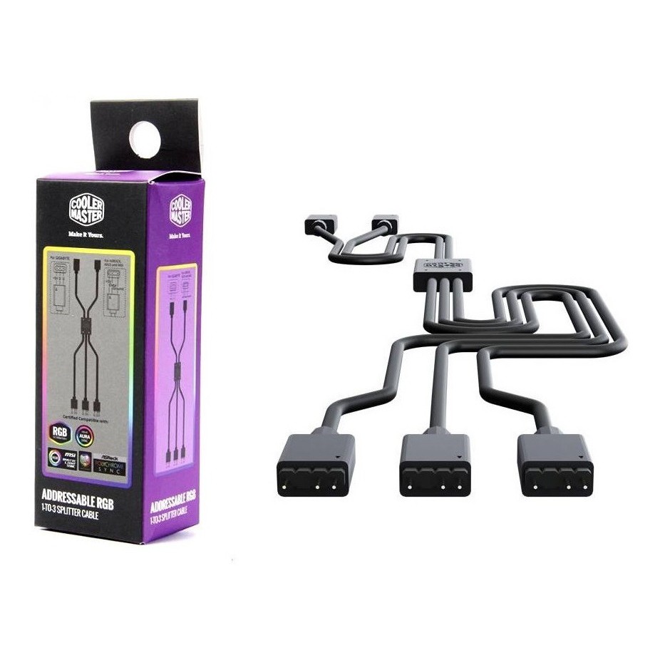Cooler Master Hub / Cabo Splitter de 1 para 3 conexões para Led Argb (RGB Endereçável) - Modelo: MFX-AWHN-3NNN1-R1
