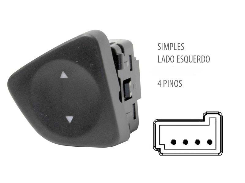 Botao Interruptor Vidro Eletrico Simples Uno Esquerdo