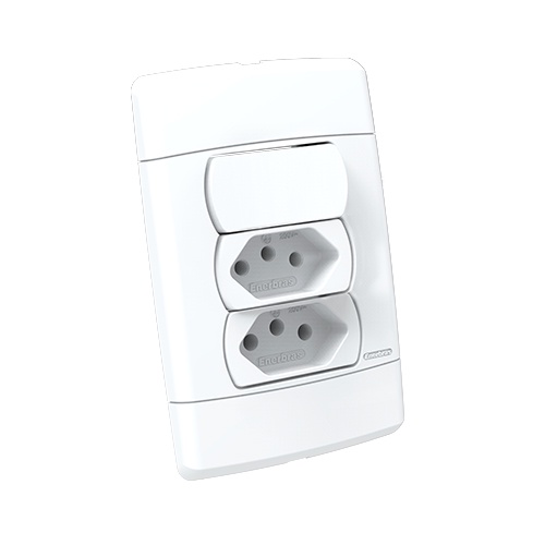 Cj Interruptor Paralelo  + 2 Tomadas 10a 4x2 - Enerbras Neo Sottile Branco