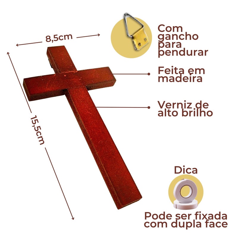 Cruz de Madeira de Parede Crucifixo Universal 15,5cm em Oferta na Shopee
