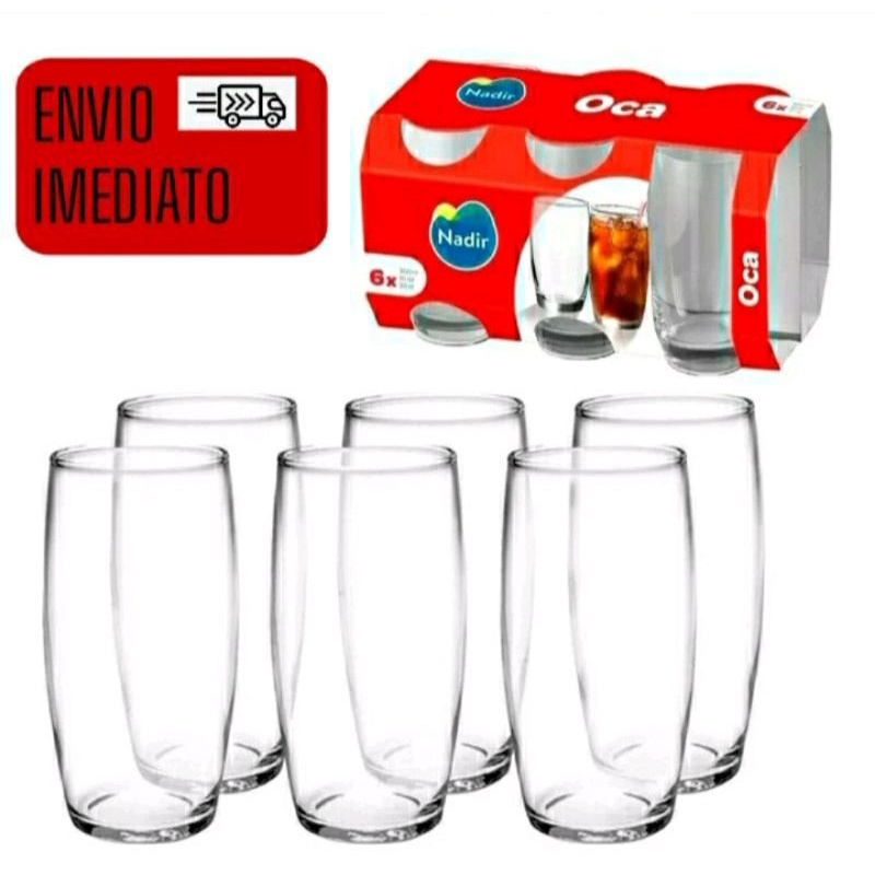 Jogo de Copos de Vidro 300ml 6 Peças Nadir - Oca Long Drink - Copo