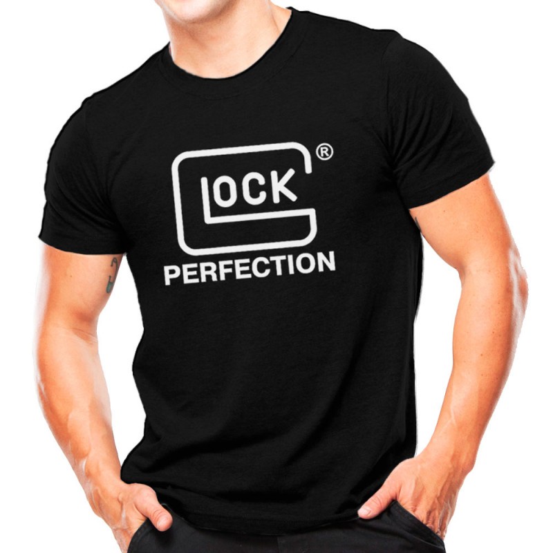 Camiseta Masculina Militar Estampada Glock Perfection Algodão Atack Preta e Branca