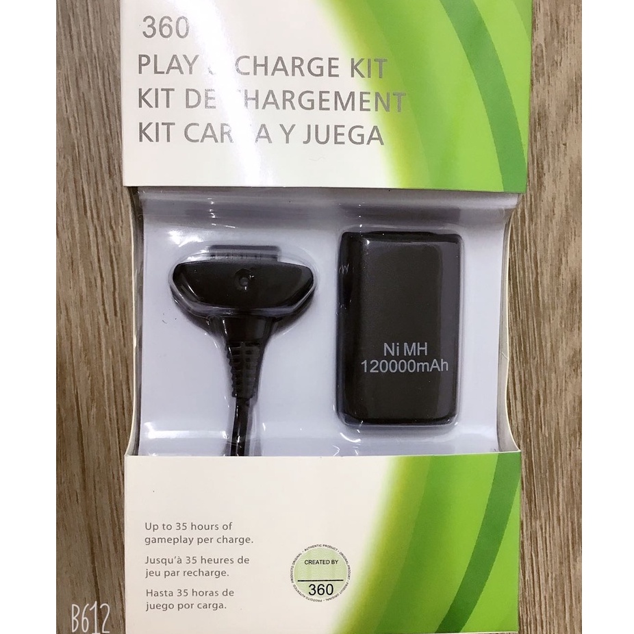 Kit 1 Xbox 360 Bateria P/ Controle + Cabo Carregador 1.5m Original