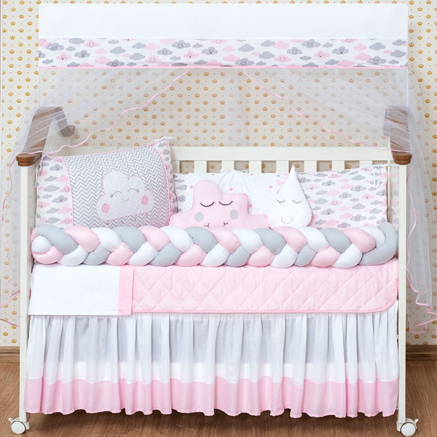 Kit Jogo Protetor Berço Menina 11 Peças Black Friday Rosa