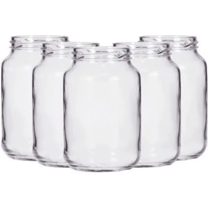 kit com 6 potes conserva 3 litros com tampa plastica