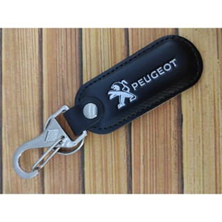 Chaveiro Preto Peugeot em Couro e Metal com Logomarca, Argola e Mosquetão em Oferta na Shopee