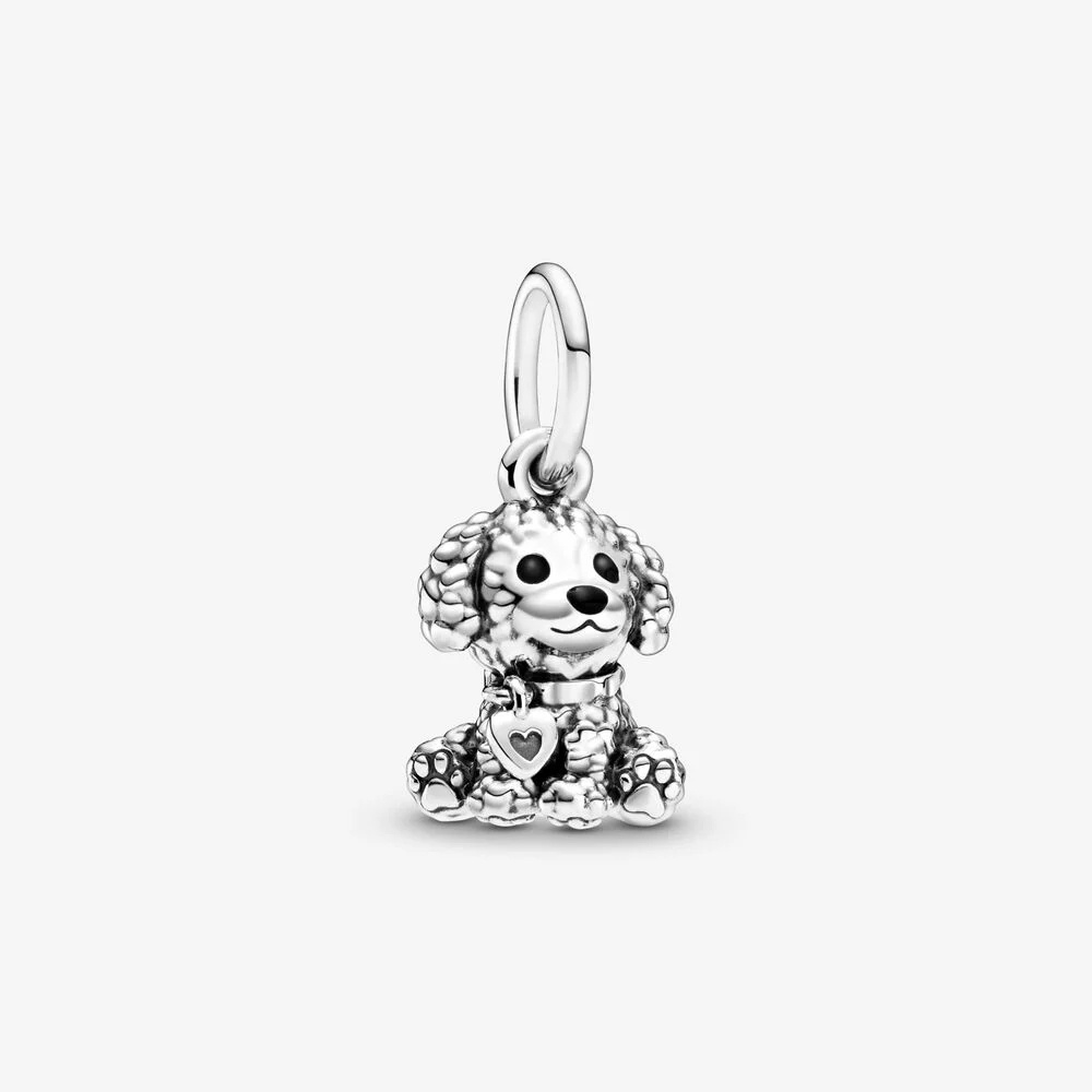 Pand * ora Acessórios Novos Poodle Puppy Dog Dangle Charm Pendant Silver Jewellery et Charms Presentes De Bricolage Para Senhoras/Meninas p818