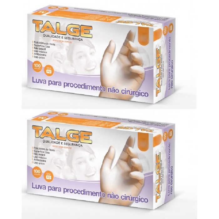 Kit Luva De Vinil Talge Sem Pó M 200 Unidades em Oferta na Shopee