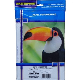 Papel Fotográfico Masterprint Glossy 115g A4 1 pacote com 50 Folhas