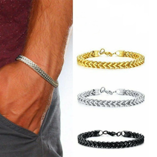 Pulseira Masculina De Aço Inoxidável / Titânio Com Fecho De Corrente em Oferta na Shopee