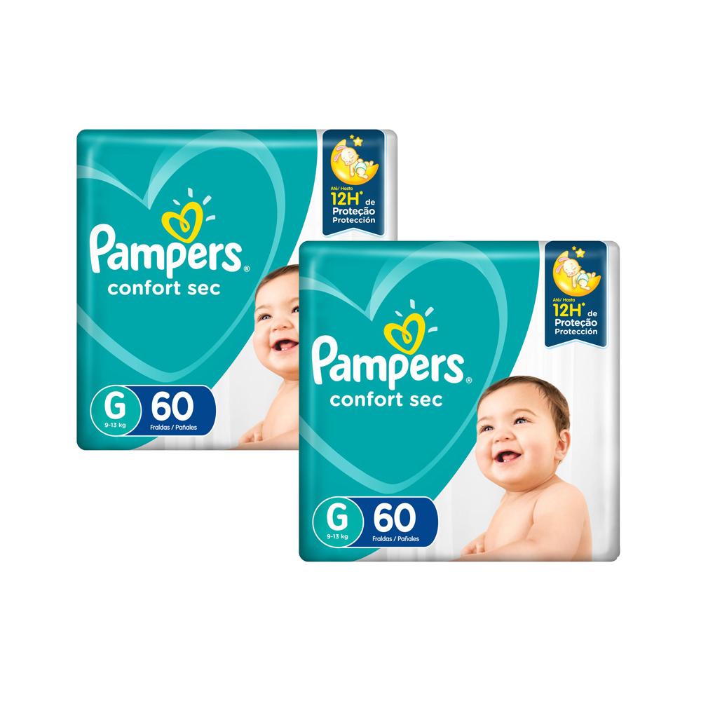 Kit Fralda Pampers Confort Sec Super Tamanho G com 120 unidades em Oferta na Shopee