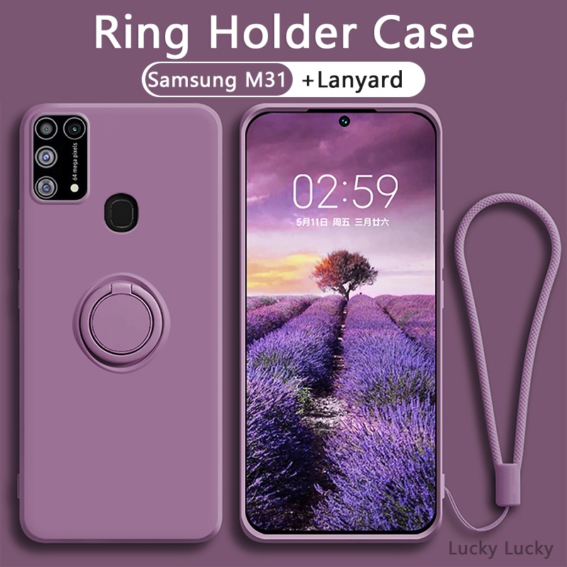 Capa Samsung M21 M31 M32 M51 M10 M12 M22 De Silicone Líquido Com Suporte Anel Magnético Para Case em Oferta na Shopee