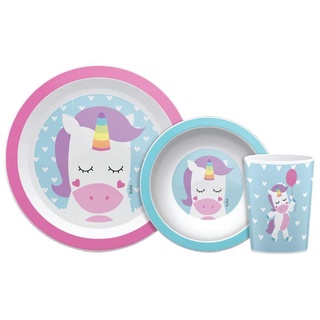 Kit Alimentação do Bebê Prato Tigela e Copo Livre de BPA Animal Fun Unicórnio Buba