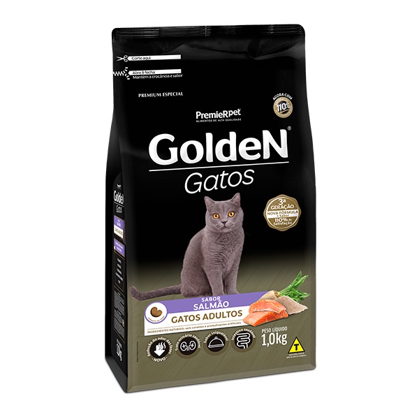 Ração Golden para Gatos Adultos Sabor Salmão - 1Kg em Oferta na Shopee