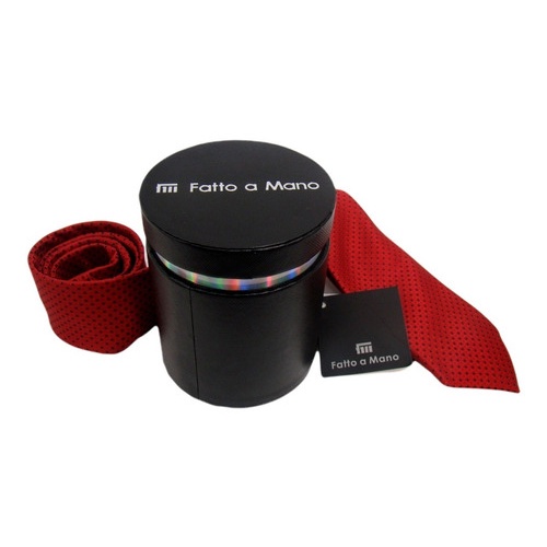 Gravata Fatto A Mano 1200 Fios Vermelha + Lata Presente