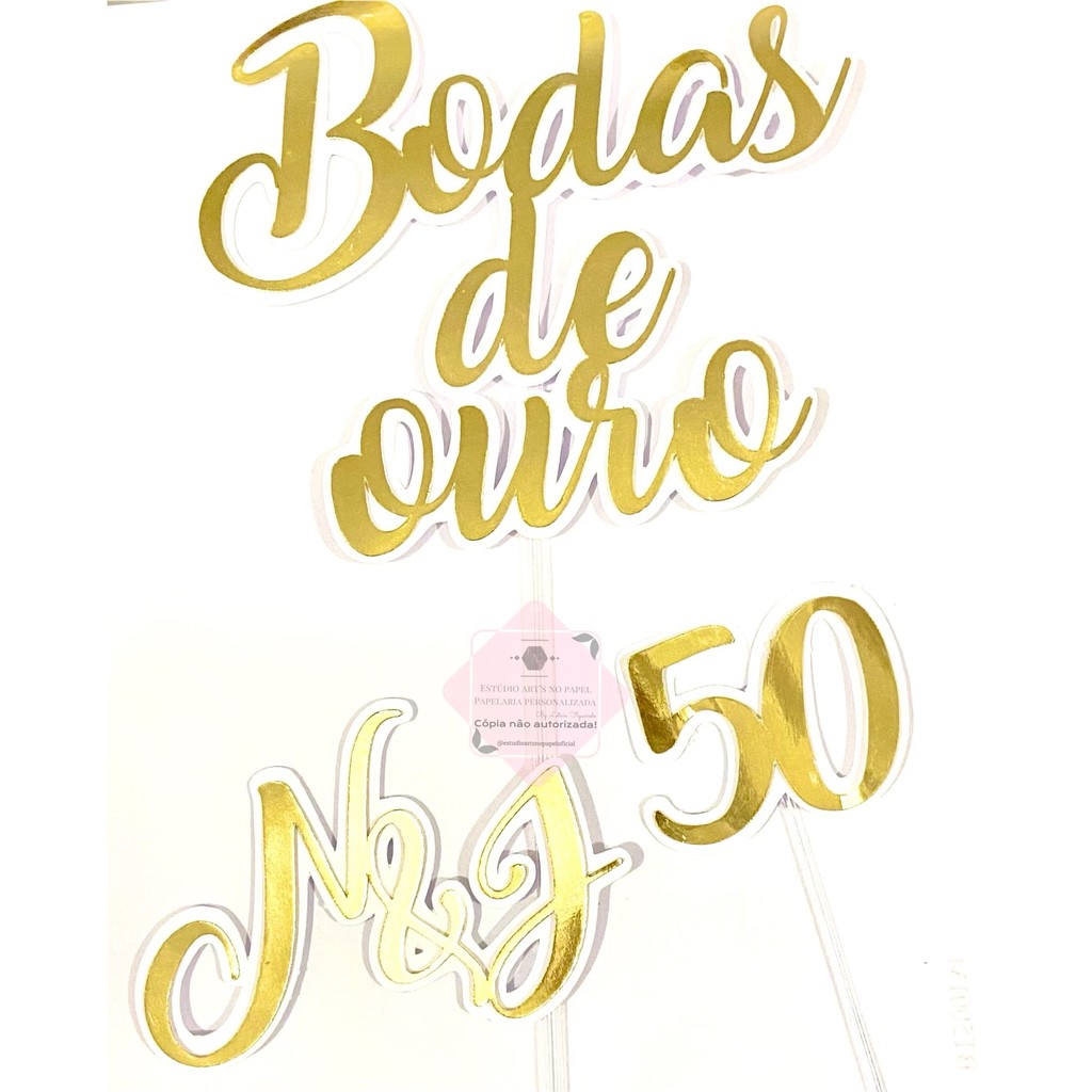Topo De Bolo Bodas De Ouro Shopee Brasil 2819