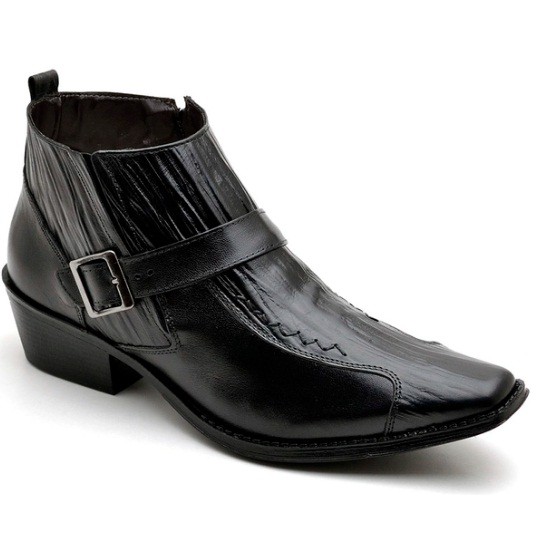 Bota Botina Social Country Bico Fino Reta Oposta Preto Ref 606