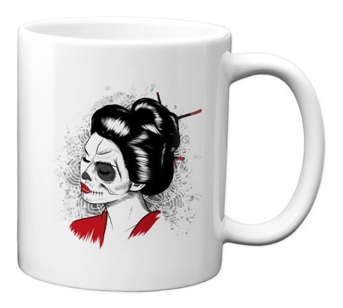 Xícara Caveira Geisha Pintura Japonesa Personalizada
