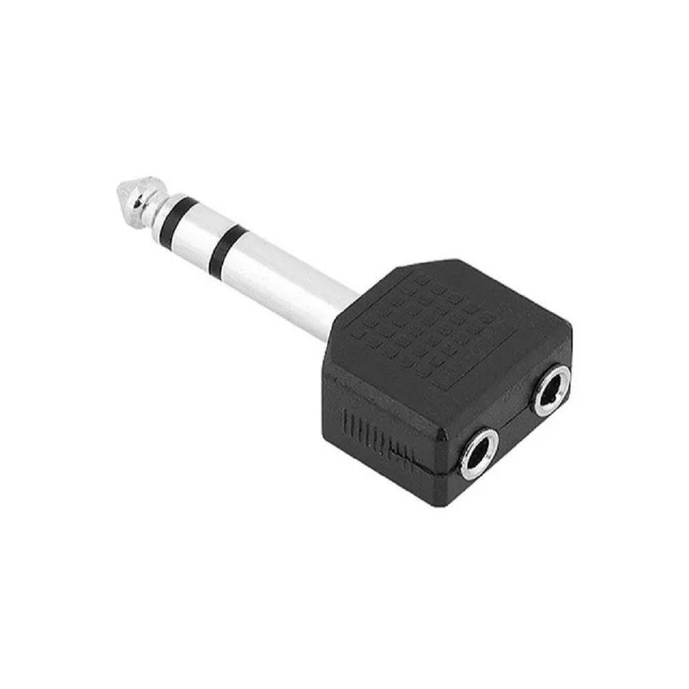 Adaptador Plug P10 Macho X 2 P2 Femea Stereo Áudio Mesa Conector 2038B