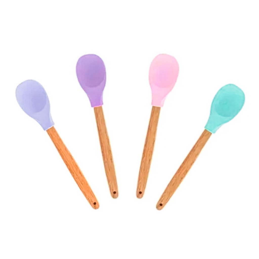Colher De Cozinha Com Cabo De Madeira E Ponta de Silicone Utensílio Prático Resistente