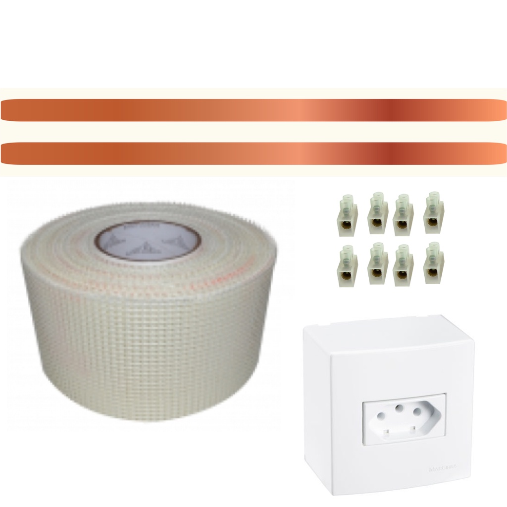 Kit Eletrofita 2 pistas (10 A) - 4 metros + 8 conectores + tomada de sobrepor