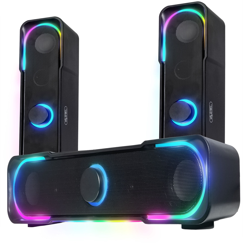 SoundBar Caixa De Som PC Gamer LED RGB Bass Jogos USB Aux P2 Note Tv Celular