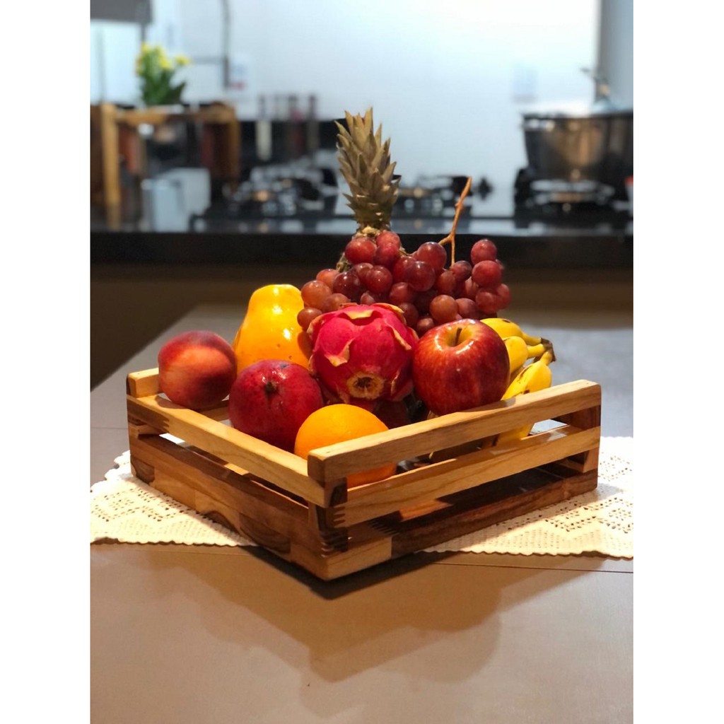 Fruteira Em Madeira TECA Centro De Mesa Shopee Brasil