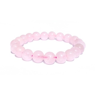 Pulseira De Pedra Quartzo Rosa Natural Esfera Tamanho 8 Mm - Pedra Do Amor