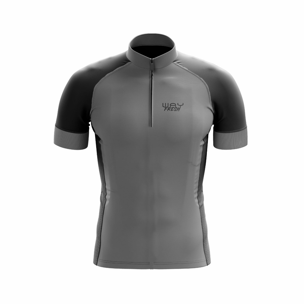 Camisa de Ciclismo Masculina Way Fresh Cinza Manga Curta Roupa