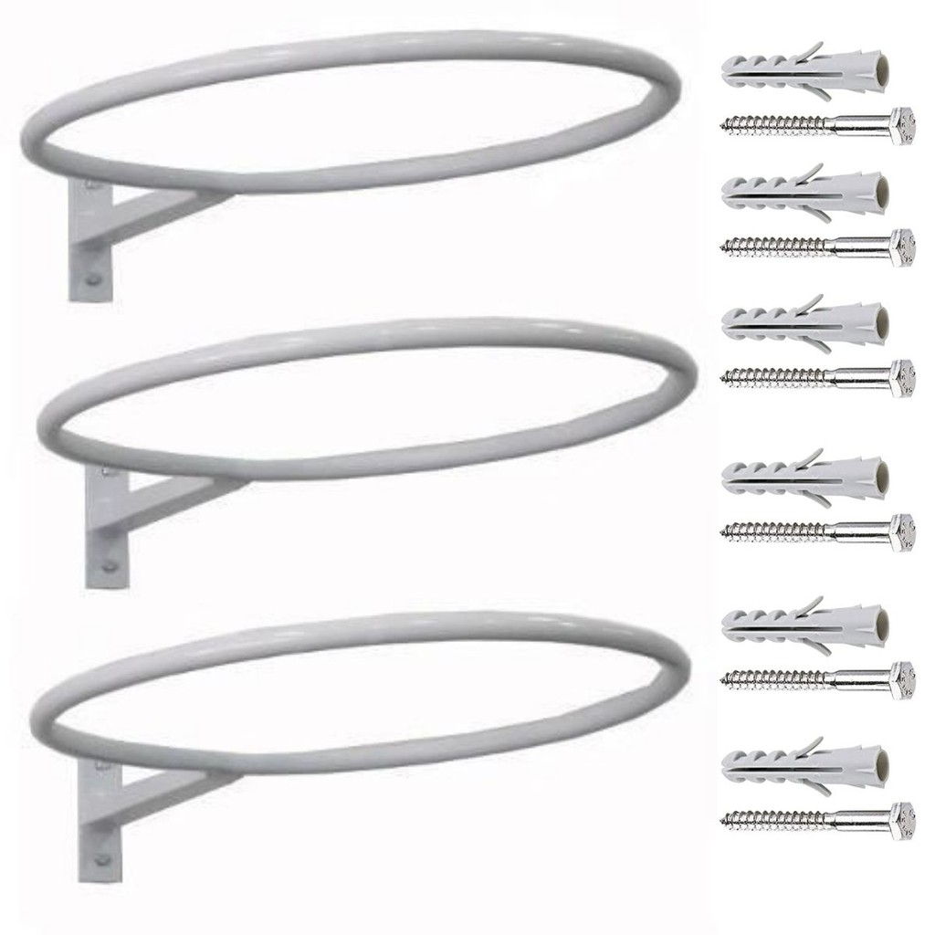 3 Suporte Reforçado de Parede para Bola de Pilates Bola Suíça na cor Branco em Oferta na Shopee