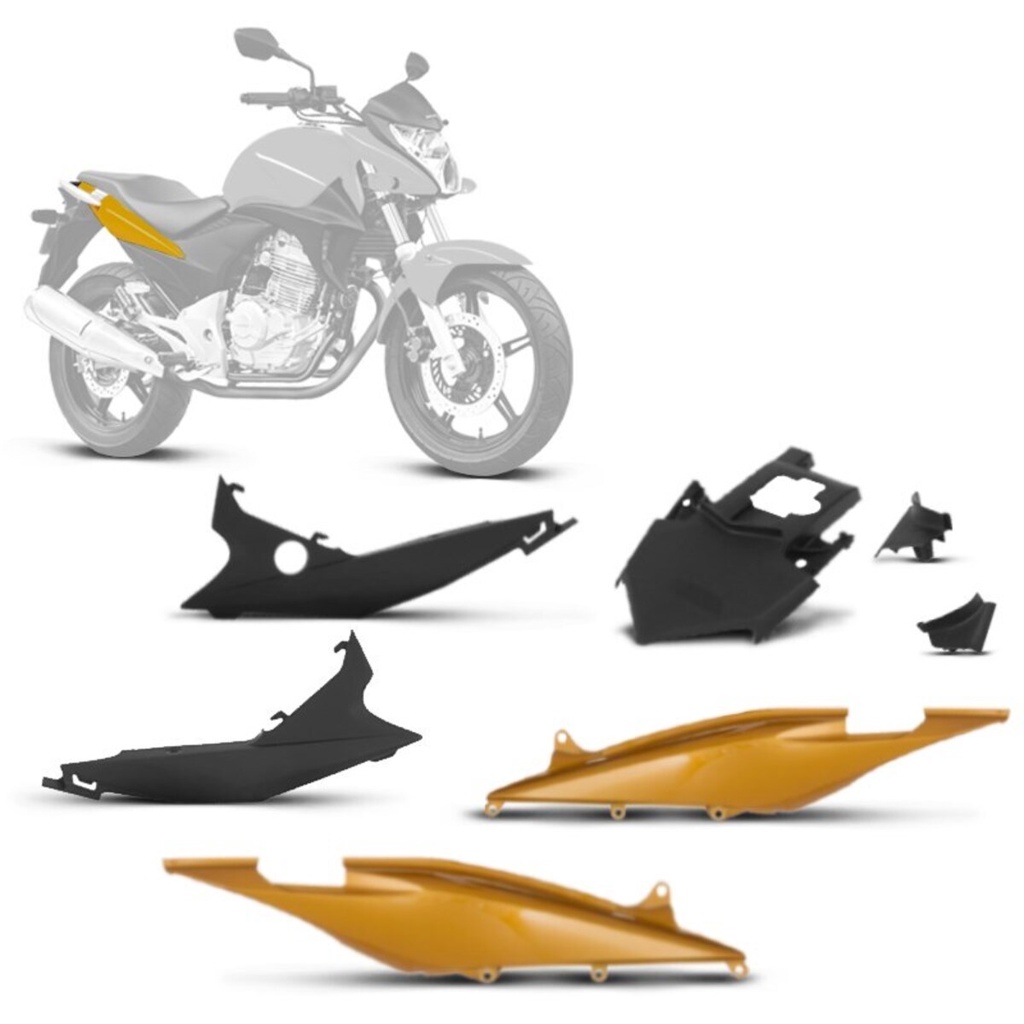 Kit Carenagem Carcaça Para Moto Modelo Original Pro Tork 3 Peças Rabeta Honda Cb 300 2010 2011 E 2012